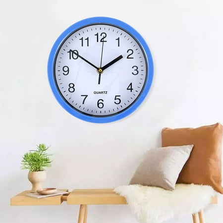 Rzvnmko Silent Round Quartz Wall Clock,8 Inch Battery Operated Non Ticking Quartz Wall Clock White Background Easy to Read for Living Room Office School