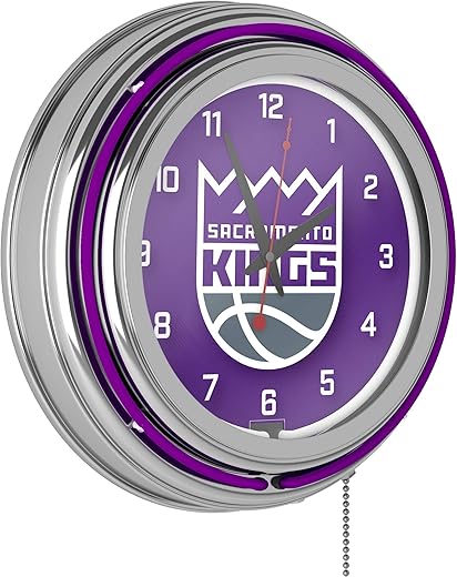 Sacramento Kings NBA Chrome Double Ring Neon Clock