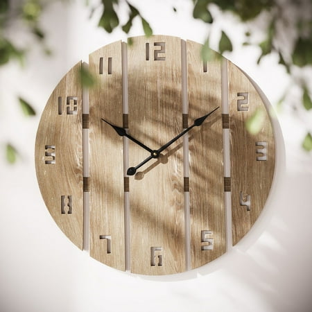 Sage Timber Natural Tone Round Wood Wall Clock