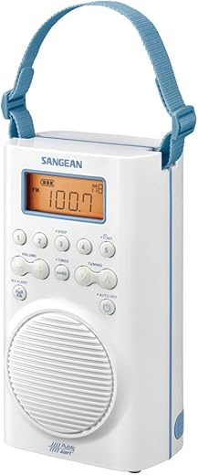 Sangean H205 AM/FM Weather Alert Waterproof Shower Radio White 6.14x 4.01x 9.72