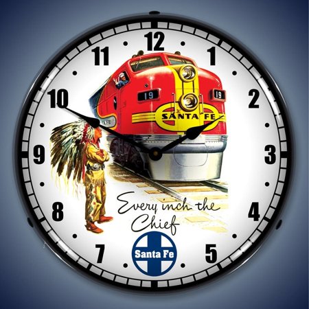 Santa Fe Chief Railroad Wall Clock, Lighted