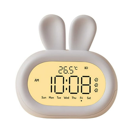 SDJMa Kids Alarm Clock for Girls Toddler OK to Wake Clocks for Kids with Sleep Trainer Countdown Night Light Sleep Sound Machine Color Changing Cute Rabbit Clock for Boys Teens Bedrooms