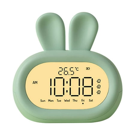 SDJMa Kids Alarm Clock for Girls Toddler OK to Wake Clocks for Kids with Sleep Trainer Countdown Night Light Sleep Sound Machine Color Changing Cute Rabbit Clock for Boys Teens Bedrooms