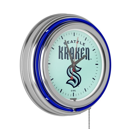 Seattle Kraken Logo Retro Neon Analog Wall Clock with Pull Chain