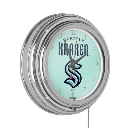 Seattle Kraken Logo Retro Neon Analog Wall Clock with Pull Chain