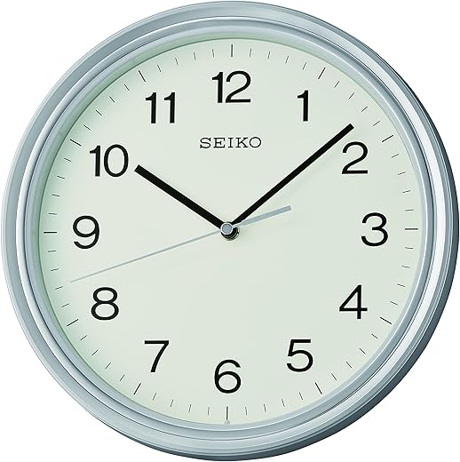 Seiko 11 Inch Oita Wall Clock, Metallic Silver