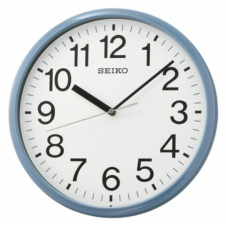 Seiko 12 inch Classic Business, Round, Wall Clock, Blue, Quartz, Analog, Arabic Numbers, QXA756LLH