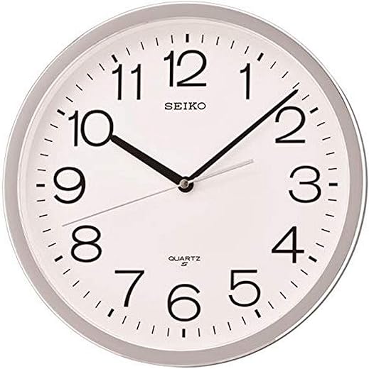 Seiko 12 Inch Classic Numbered Wall Clock, Silver