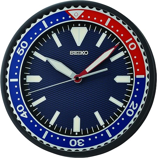 Seiko 12 Inch Heritage Design Watch Dial Wall Clock, Classic Blue