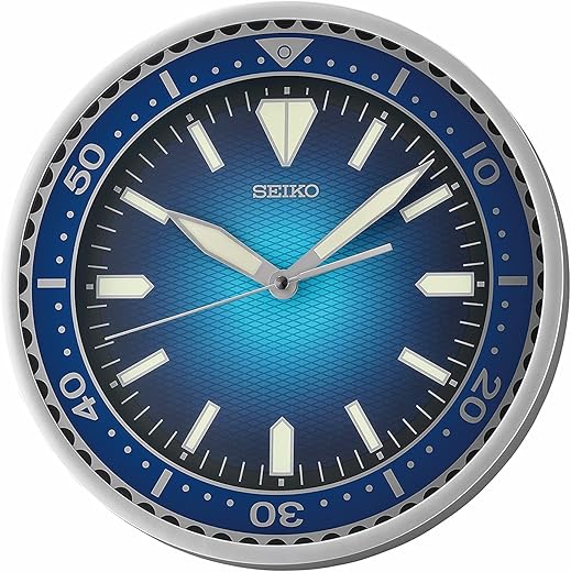 Seiko 12 Inch Heritage Design Watch Dial Wall Clock, Metallic Blue