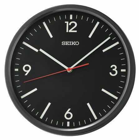 Seiko 12 Sano Wall Clock, Metallic Black Round Sporty Traditional Analog Quartz, QHA009KLH