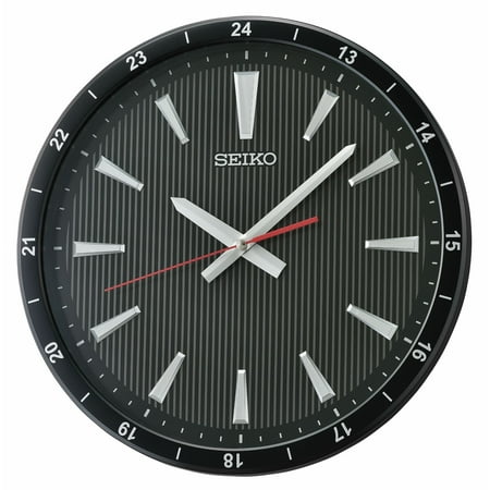 Seiko 14 Kao Round Wall Clock, Black, Modern Quartz Analog, QXA802KLH