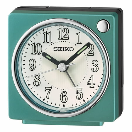 Seiko 2.6 inch Fuji II Beep Alarm Metallic Green, Traditional Analog Quartz Desk Clock QHE197LLH