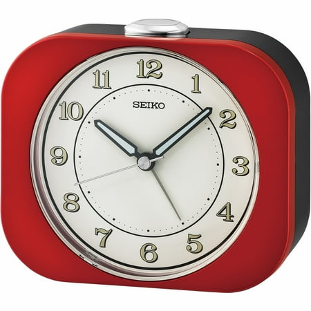 Seiko 4 inch Kyoda Beep Alarm Metallic Red Mid-Century Modern Analog Quartz Desk Clock QHE195RLH