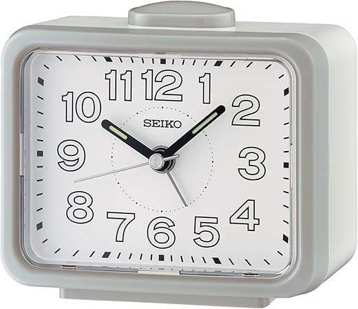 Seiko Akarui Non Ticking Bedroom Alarm Clock, 3.5 Inch, Silver