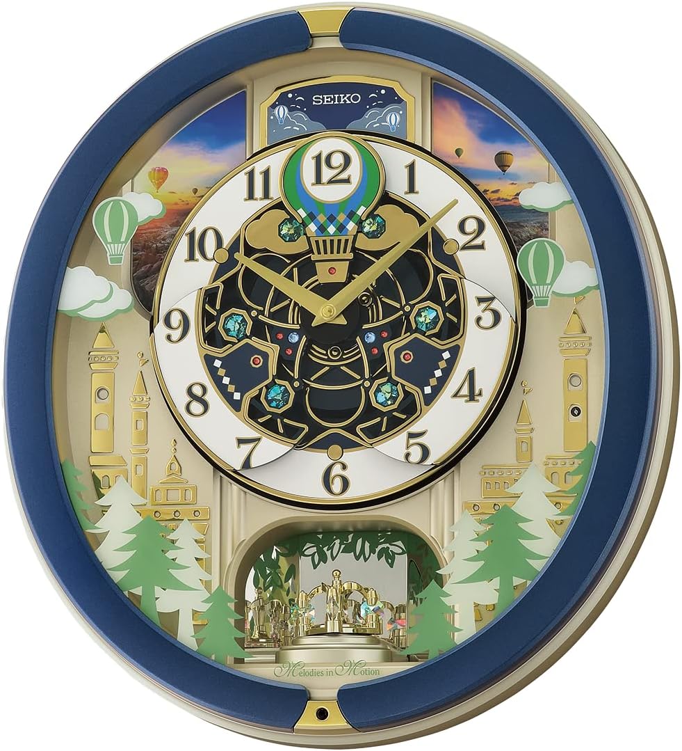 Seiko Blue Pine Fantasy Melodies in Motion Clock, Multicolored