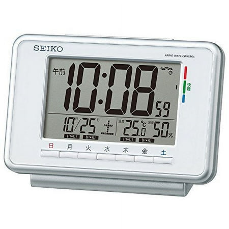 Seiko Clock Alarm Clock Radio Digital Weekly Alarm Calendar Comfort Temperature Temperature Humidity Display White SQ775W SEIKO// Movement