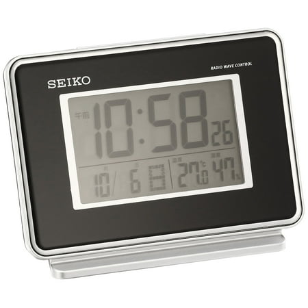 Seiko clock Alarm Clock Radio waves Digital 2 channels alarm calendar temperature humidity Express black SQ767K SEIKO