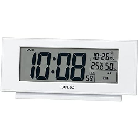 Seiko Clock Alarm Clock Table Clock Digital Radio White Pearl 77 x 174 x 38 mm Comfortable Environment NAVI SQ794W