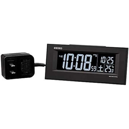 Seiko Clock Table Clock 01: Black Body Size: 6.4 × 15.4 × 3.9cm Alarm Clock Radio AC Digital BC413K