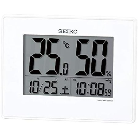 Seiko Clock Table Clock Radio Digital Hanging Calendar Temperature Humidity Display Large Screen White 127 × 165 × 26mm SQ798W