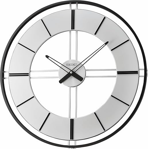 Seiko Dana Non Ticking Wall Clock, 22 Inch, Black