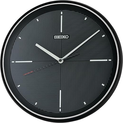 SEIKO Felix Non Ticking Wall Clock, Black, 13 Inch