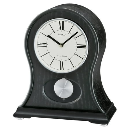 Seiko James Wooden Mantel Pendulum Clock, Black, Quartz, Analog, QXQ027KLH