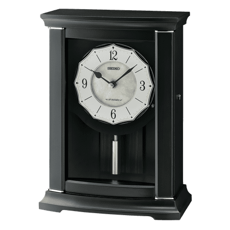 Seiko Jolie Mantel Clock, Black Analog, Mother of Pearl, QXW250KLH