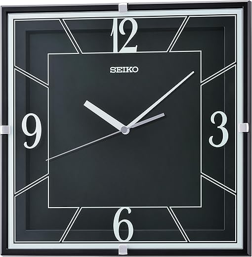 SEIKO Lanvin Non Ticking Wall Clock, Black, 11 Inch