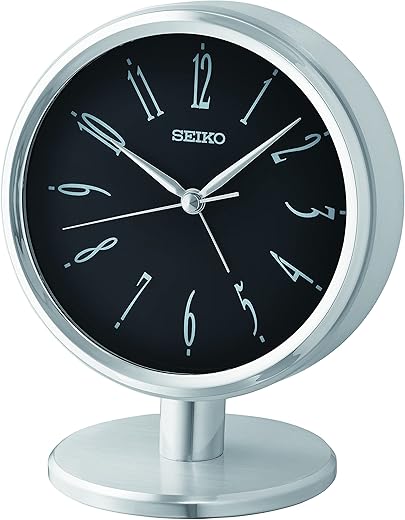 Seiko ONO Desk & Table Clock, Silver