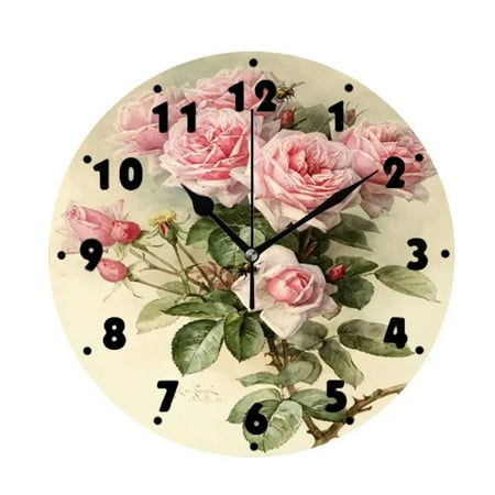 Shabby Victorian Roses Floral Elegant Wall Clock for Living Room Vintage French ecorative Round Big Wall Watch Home r