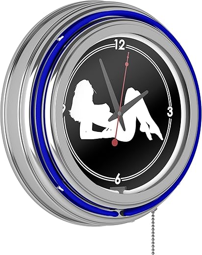 Shadow Babes - A Series - Clock w/ Two Neon Rings - Blue