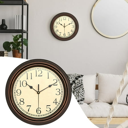 Sharp Alarm Clock Gold Wall Decor Rechargeable Digital Retro Silent Non Ticking Round Classic Clock Quartz Decorative Battery Operated Wall For Living Room Kitchen Home Office 12 Inch Bronze