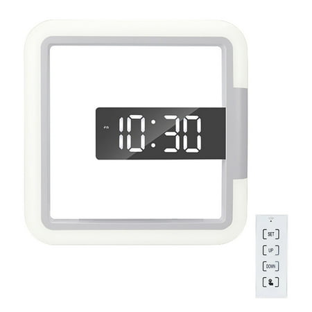 Shebeky TS-S28 Digital Clock Multifunctional Temperature Display Remote Control Modern Wall-mounted Mirror Hollow Square Alarm Clock for Office