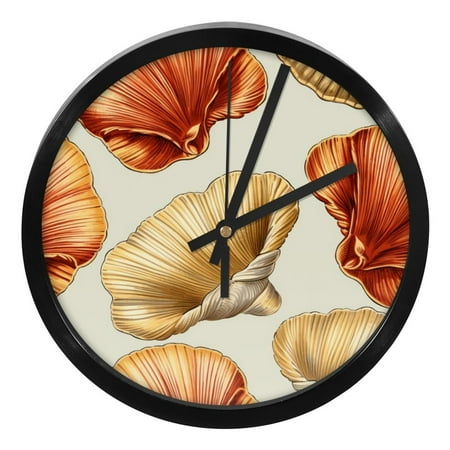 Shell 9.8 Inches Wall Clock, Silent Non-Ticking Round Digital Clock, Battery Operated, Easy to Read for Bedroom Living Room Kitchen Bathroom Decoration.