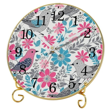 Silent Analog Desk Clock, Wall Clock, Clock for Bedroom, Non Ticking, Quartz Battery Operated, Bedroom Clock, Retro Decor, Modern Japanese Floral Vintage Flower