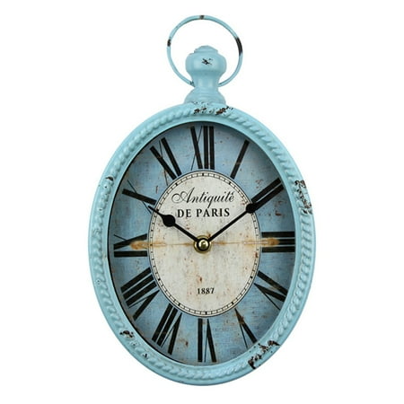 Silent decorative wall clock powered by battery，Old-fashioned antique design, rural retro style.