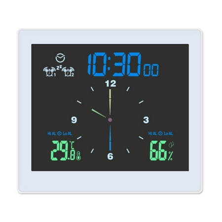 Silent Electronic Wall Clock Temperature Humidity Chronometer with Suction Cup