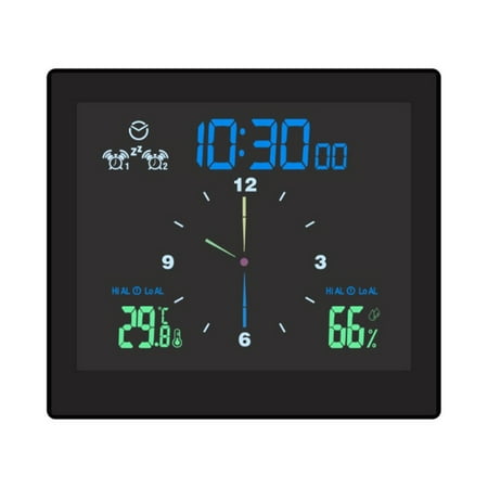 Silent Electronic Wall Clock Temperature Humidity Chronometer with Suction Cup