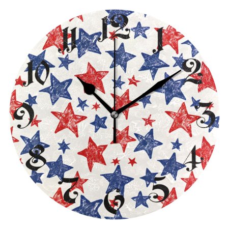 Silent Wall Clock Star 10 Non-Ticking Battery Clock Rustic Retro Home Decorative for Living Room Kitchen Bathroom