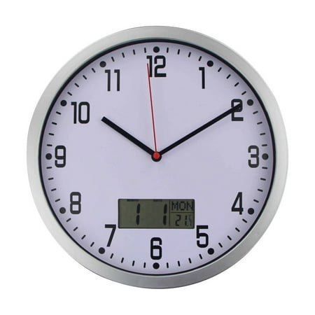 Silver Wall Clock Decorative Electric Household M