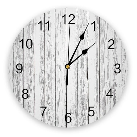 Silver Wooden Board Retro Style Print Wall Clock Wall Art Silent Non ticking Round Wall Watch for Home rtaion Best Gift