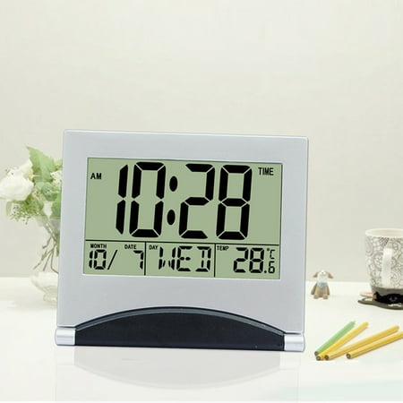 Skegnu Digital Alarm Clock Ultra-thin Children Student Small Alarm Clock, Bedside Bedroom Travel Clock, LCD Digital Display, Multi-function Gift Alarm Clock for Heavy Sleepers