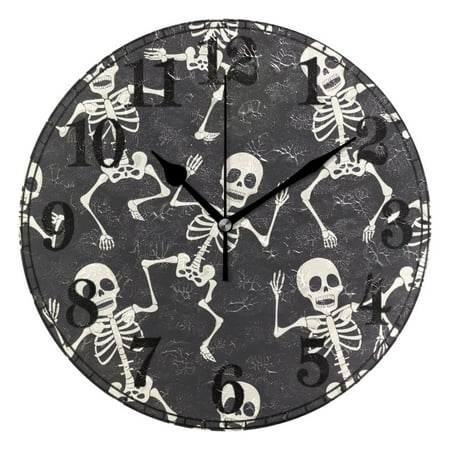 Skull Skeleton Dancing Silent Wall Clock 10 Non-Ticking Battery Clock