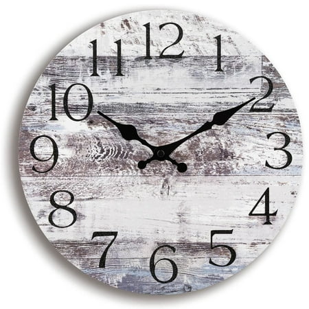 Skycarper Wall Clock, 10 Inch Marble White Non-Ticking Kitchen Clock Decor, Rustic Vintage Country Retro Decorative Wall Clocks Battery Operated for Bathroom Bedroom Living Room Office