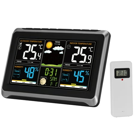 SKYSHALO Wireless Weather Station with Sensor Atomic Clock 7-in-1 Weather Station