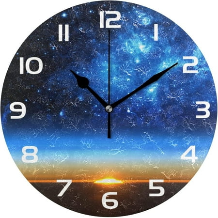 SKYSONIC Space Galaxy Wall Clock 10 Inch Silent Non Ticking Round Clock Oil Painting Clock Easy to Read Clock for Living Room Bedroom Bathroom Home Decor