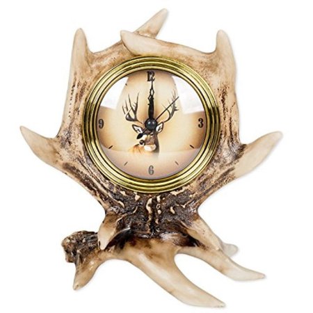 Slifka Sales Co. 8 Inch Deer Antler Tabletop Desk Clock