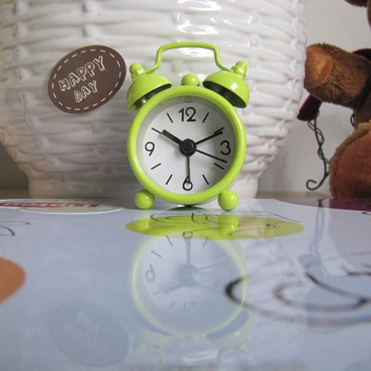 Small Metal Alarm Clock,Classic Analog Alarm Clock,Cool Creative Alarm Clock,Cute Halloween Thanksgiving, 2.4 x 0.7 x 1.6 inches (Green)